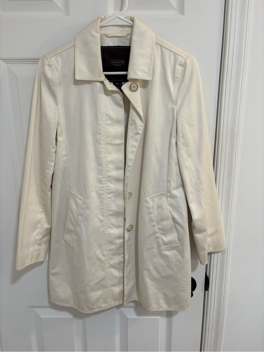 COACH Cream Single-Breasted Women's Trench Coat